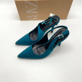 Faiga Slingback Heels mit Perlen Blau